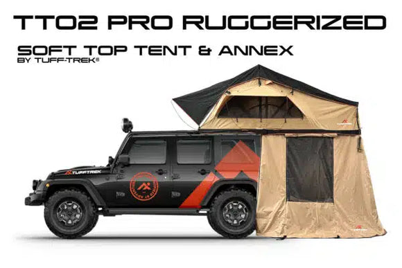 TUFF-TREK ® PRO-Ruggedised 1.4m Soft Top Tent +Annex Room / Desert – Overland Gear UK